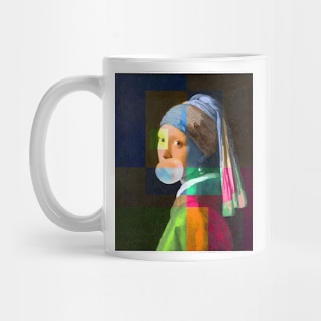 The Girl With A Pearl Earring And Bubble Gum, Colorful by TeeFusion-Hub